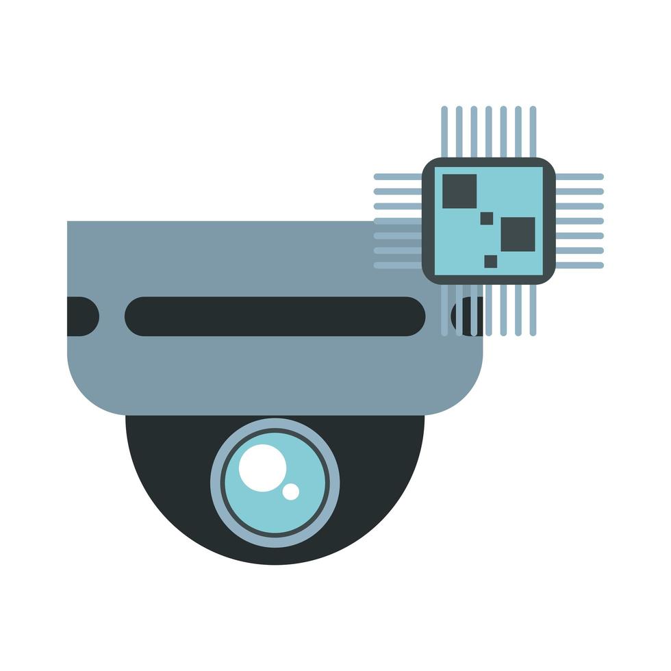 processor chip with cctv camera devices technology vector