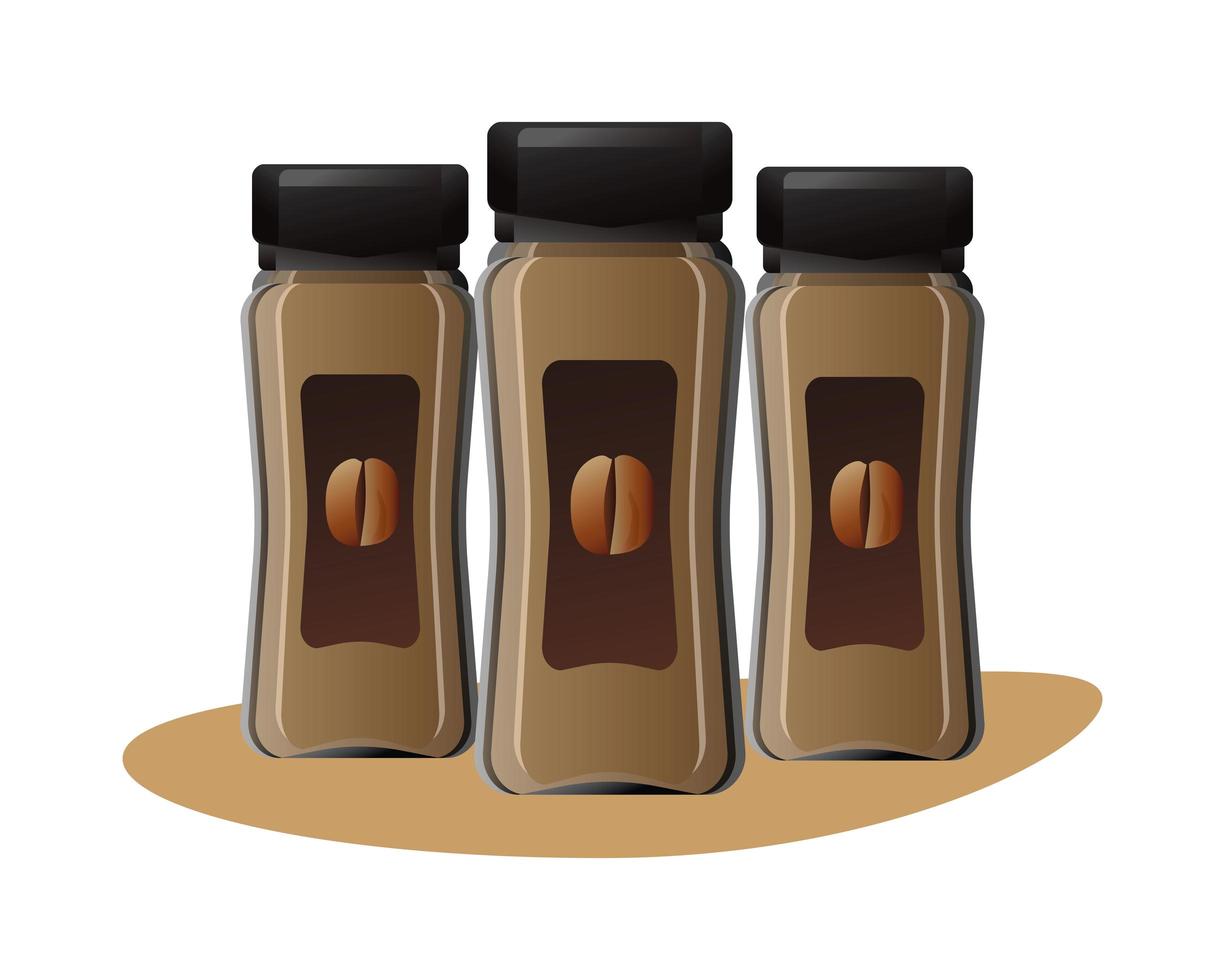 coffee drink bottles with coffee bean logo vector