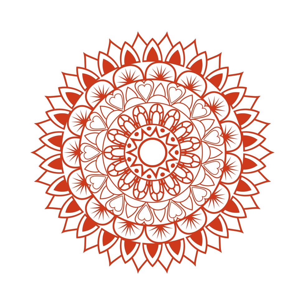 mandala navratri con color rojo, icono de decoración hindú vector