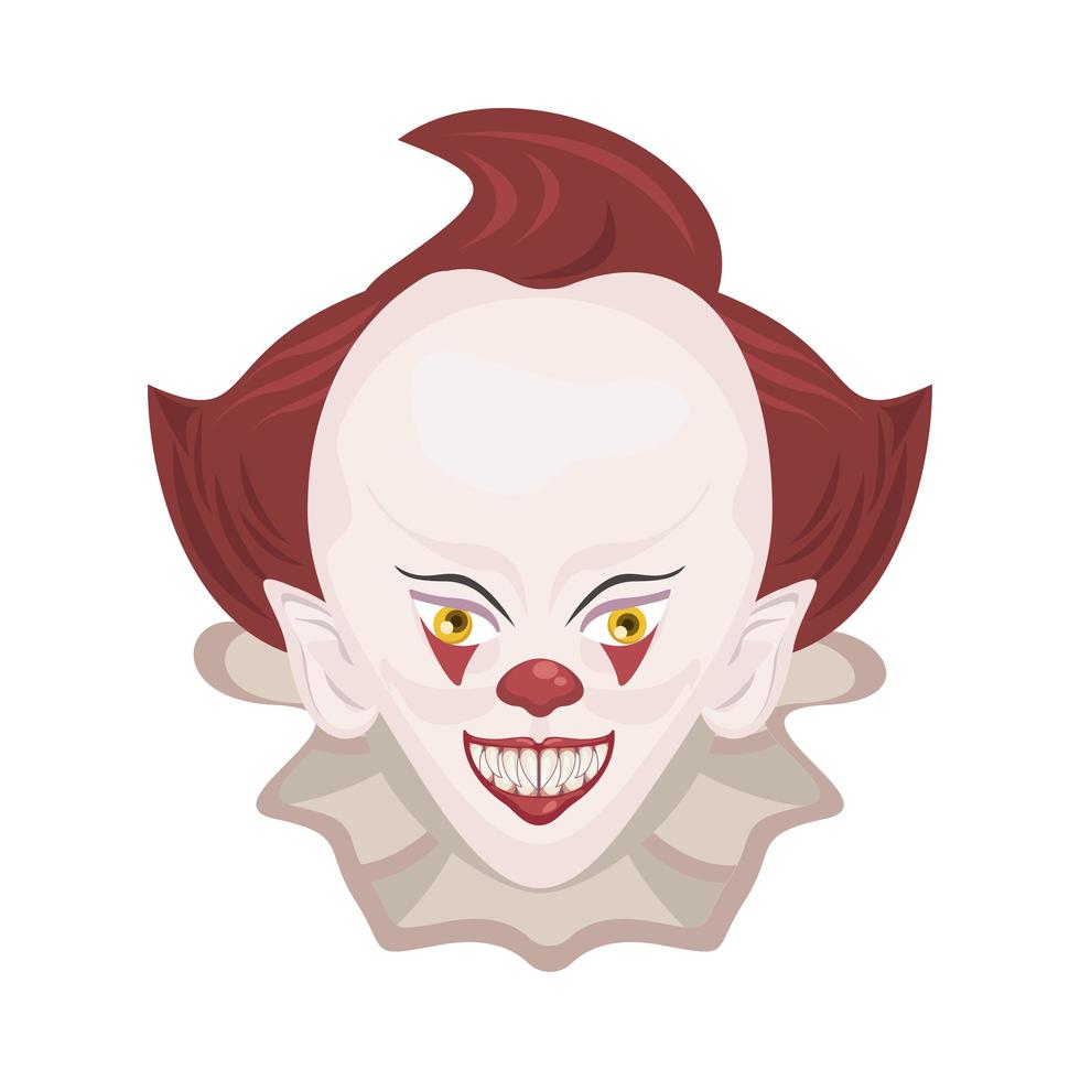 cabeza de payaso malvado oscuro personaje de halloween vector