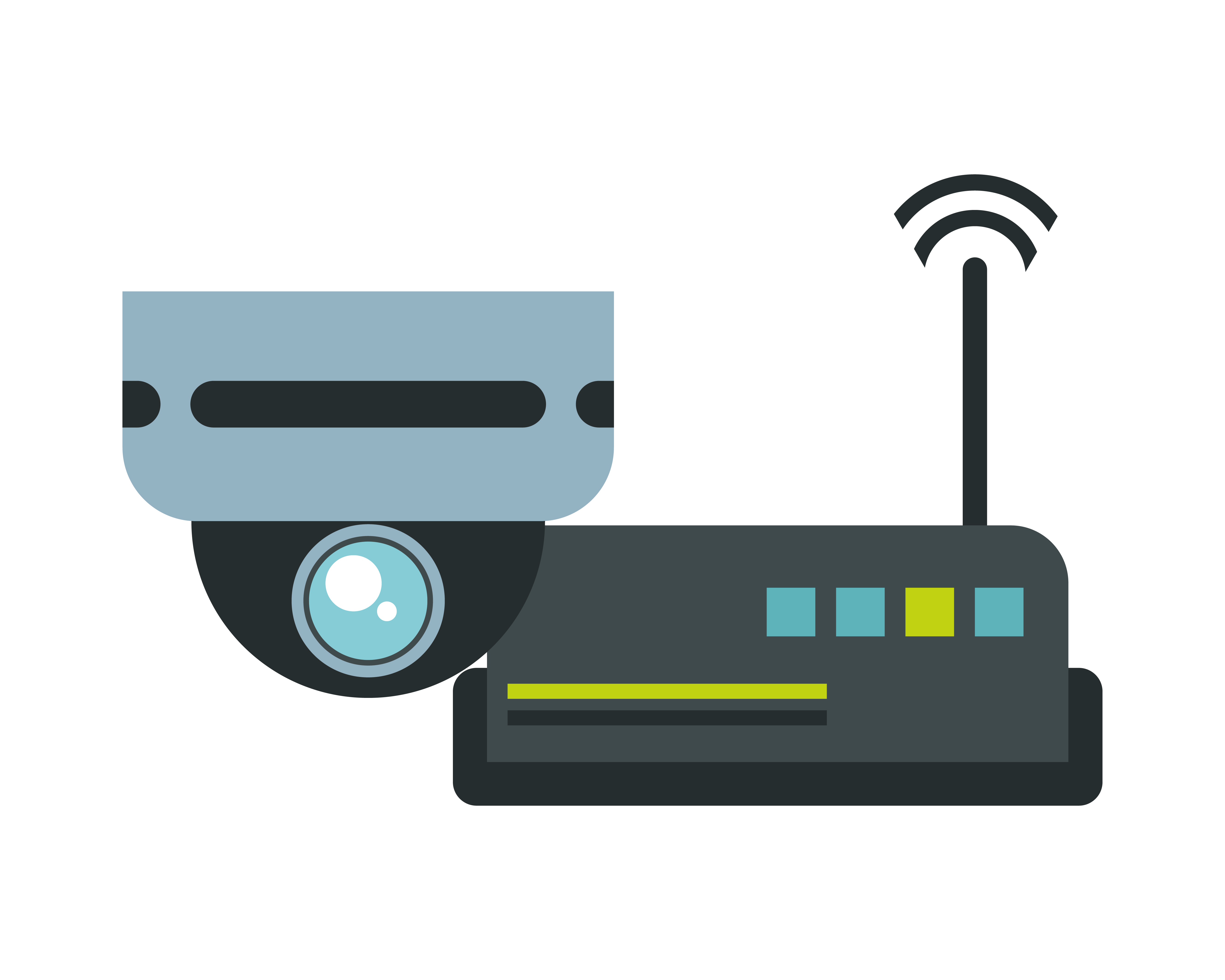 wifi router with cctv camera devices technology 2002298 Vector Art
