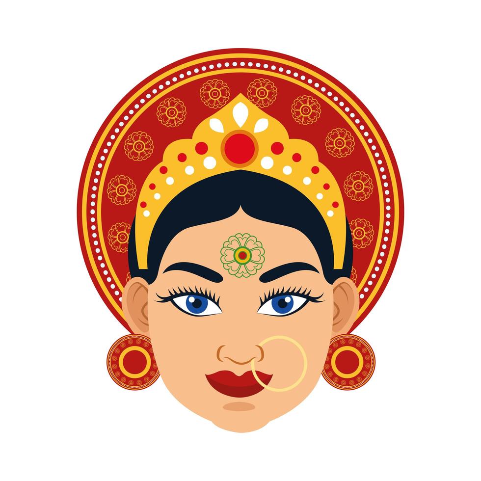 diosa hindú, cabeza, religión, icono vector