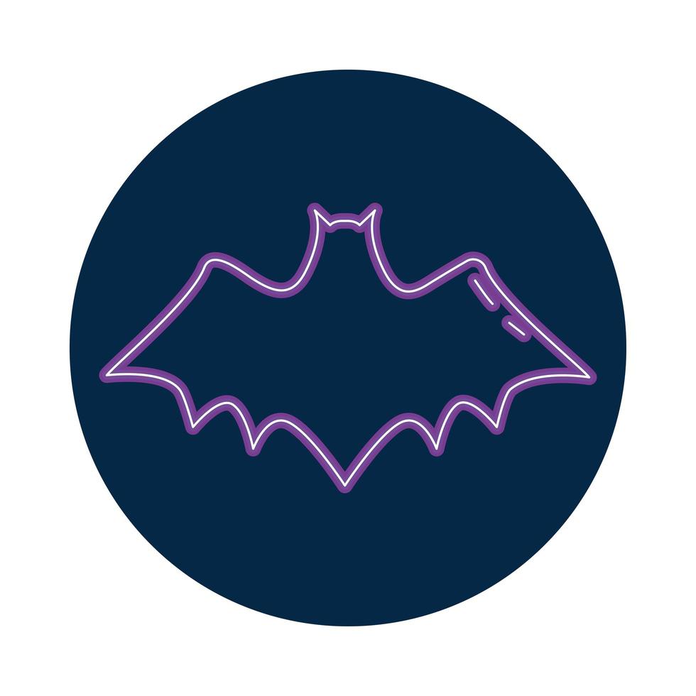 halloween bat flying neon style icon vector