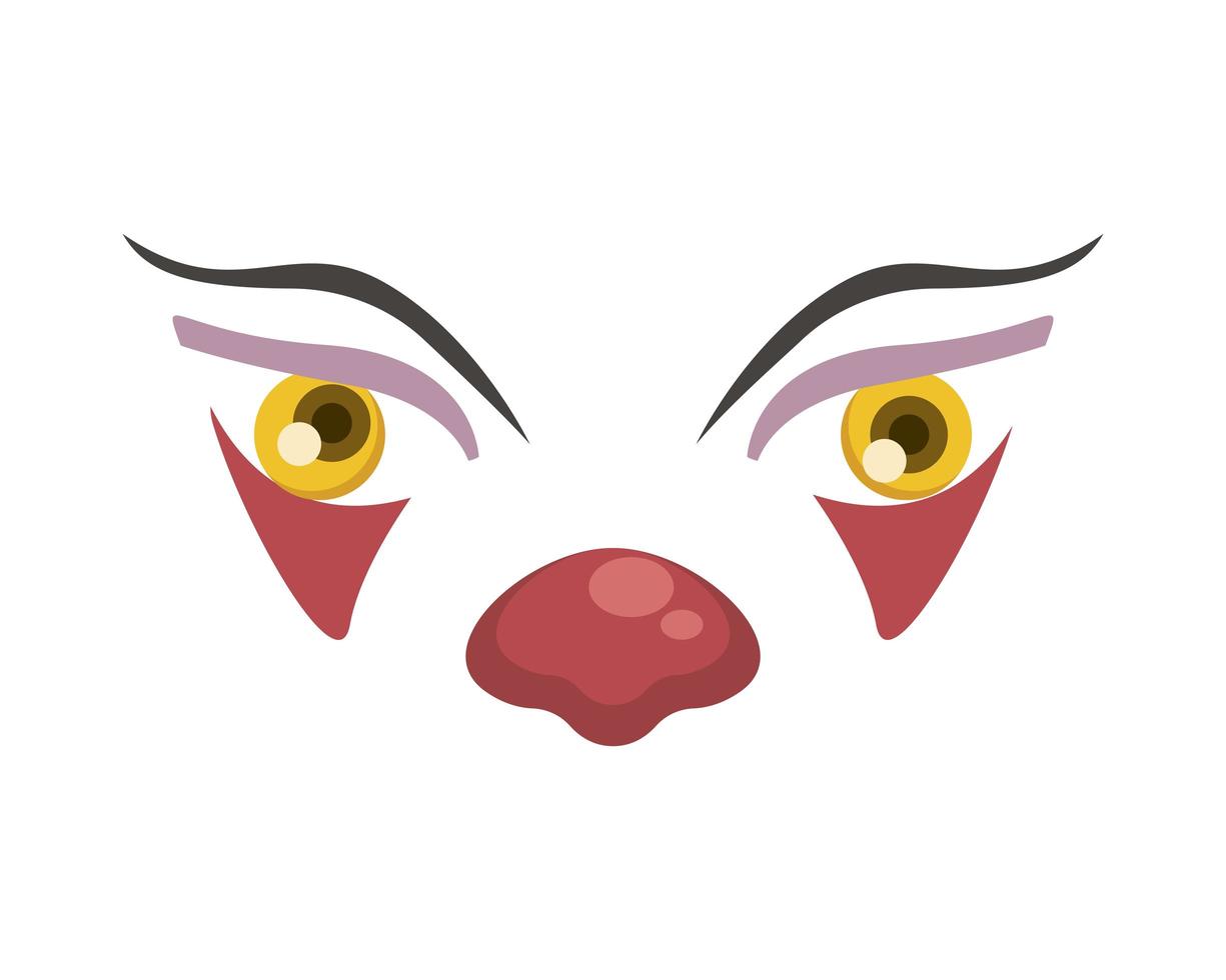 dark evil clown face halloween character vector