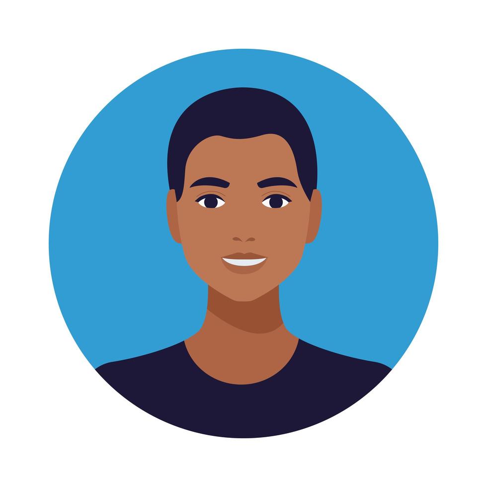 icono aislado de personaje de avatar de hombre negro vector