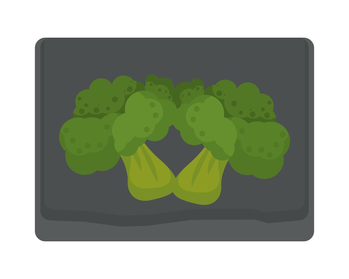 Verduras frescas de brócoli sobre tablero de cocina de madera vector