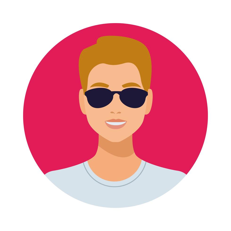 man wearing sunglasses avatar character isolated icon vector
