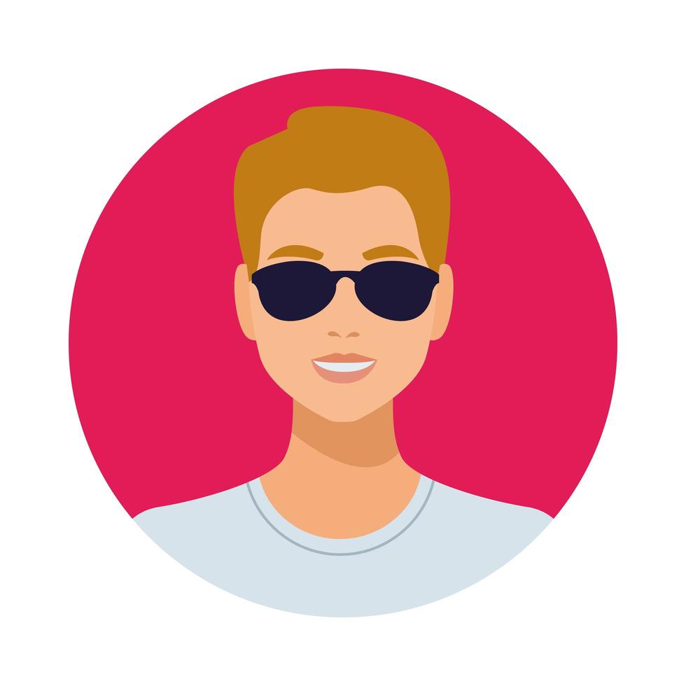 Hombre con gafas de sol avatar icono aislado de carácter vector