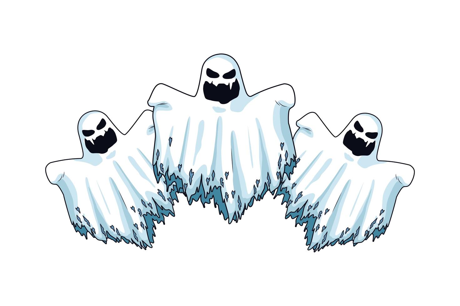 floating halloween ghosts characters icons vector