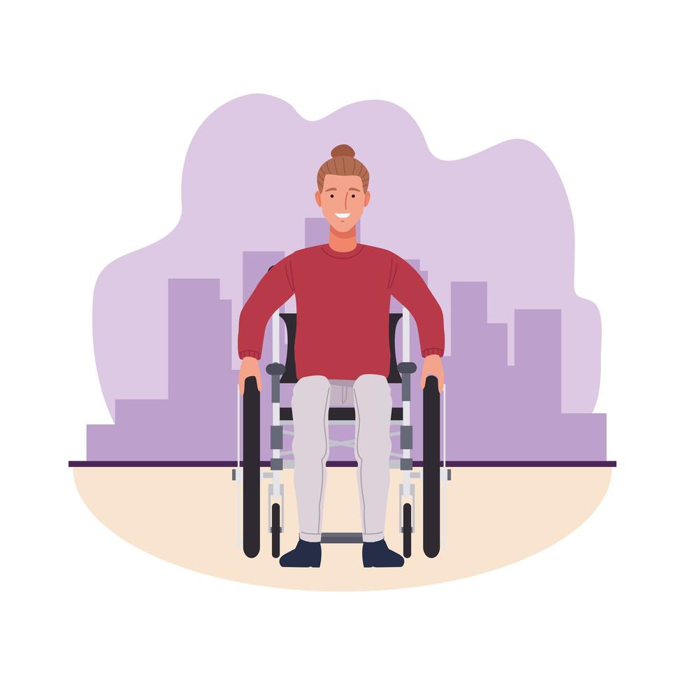 hombre en personaje de silla de ruedas vector