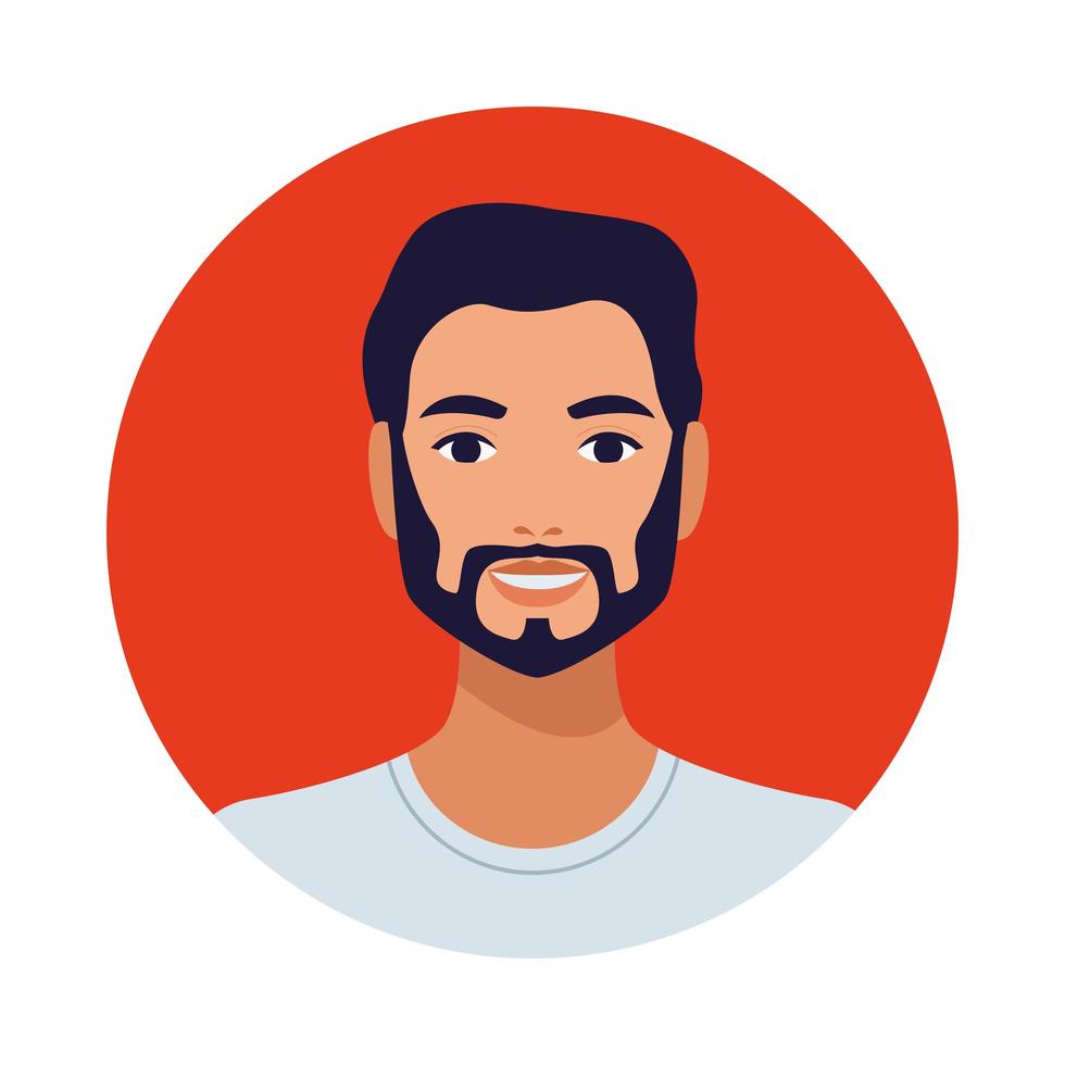 man with beard avatar character isolated icon vector
