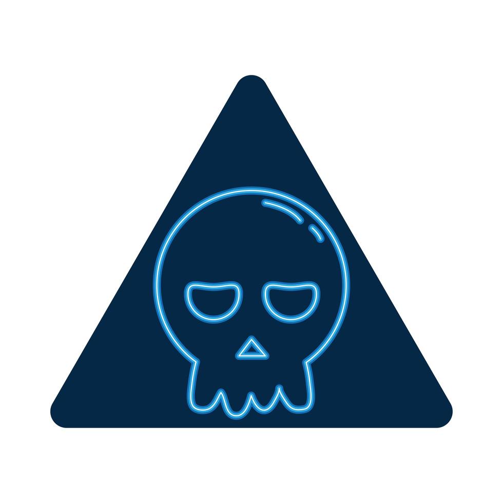 icono de estilo de neón de cráneo de cabeza de halloween vector