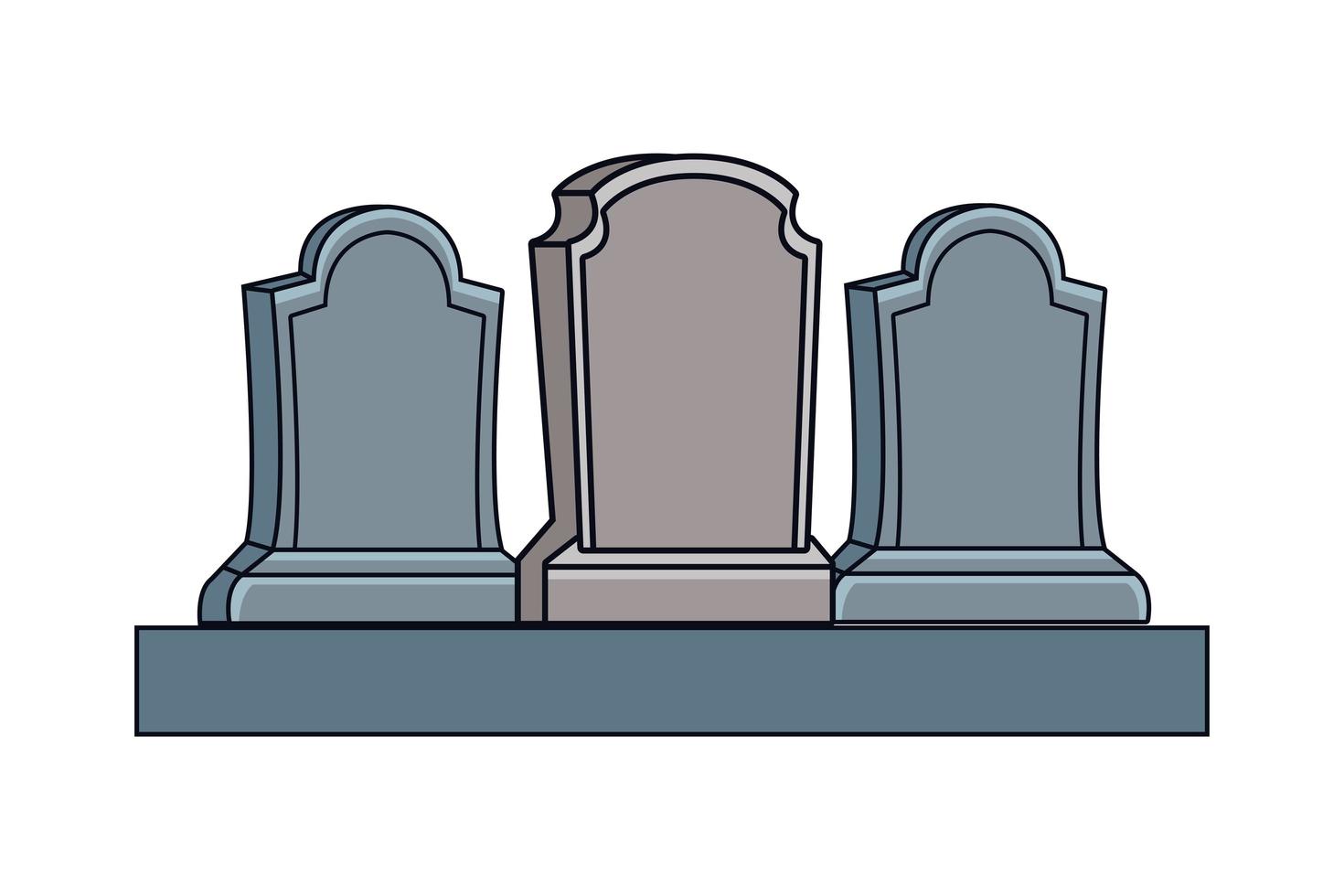 cementerio tumbas iconos aislados vector