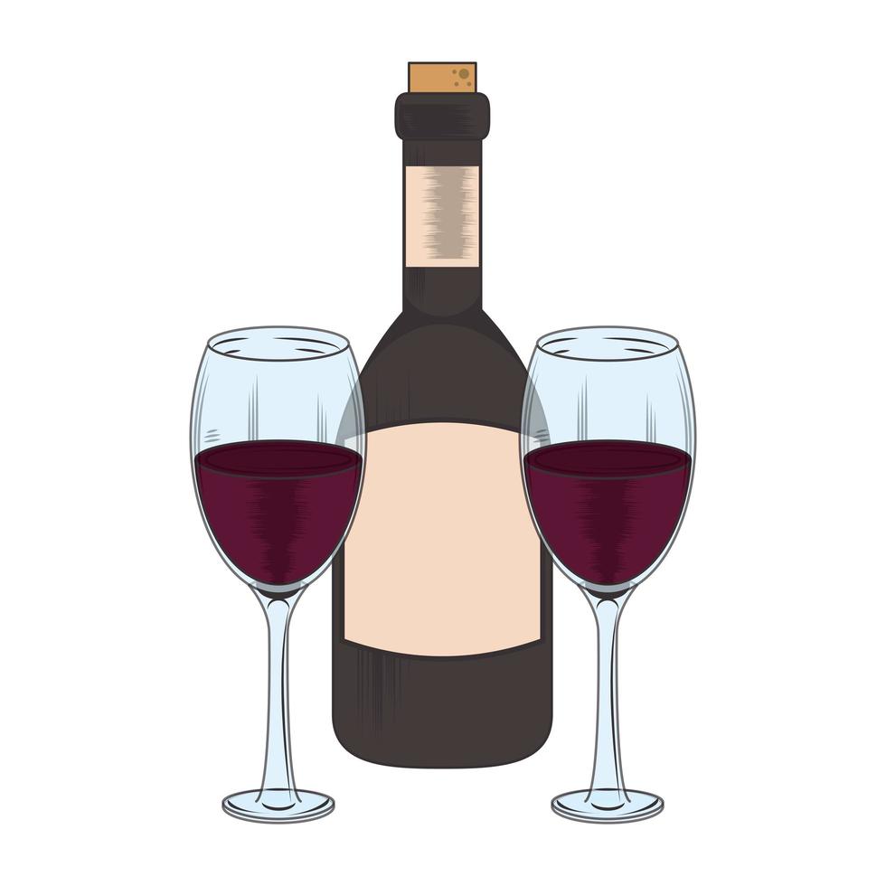 diseño de botellas y vasos de vino. vector