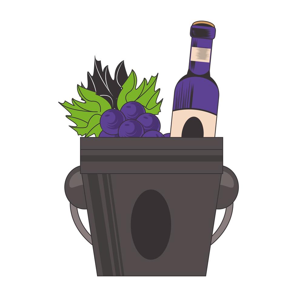 ice bucket with wine bottle and grapes vector