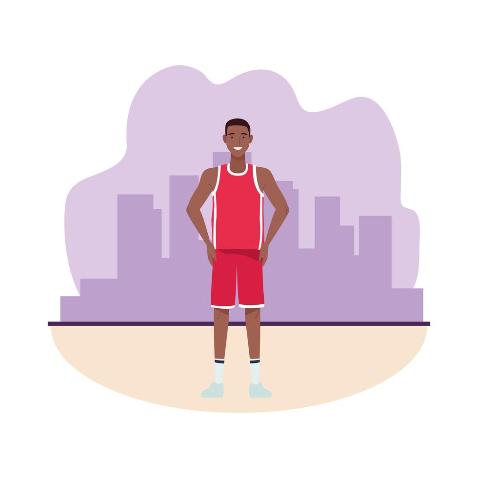 black basketball player character vector