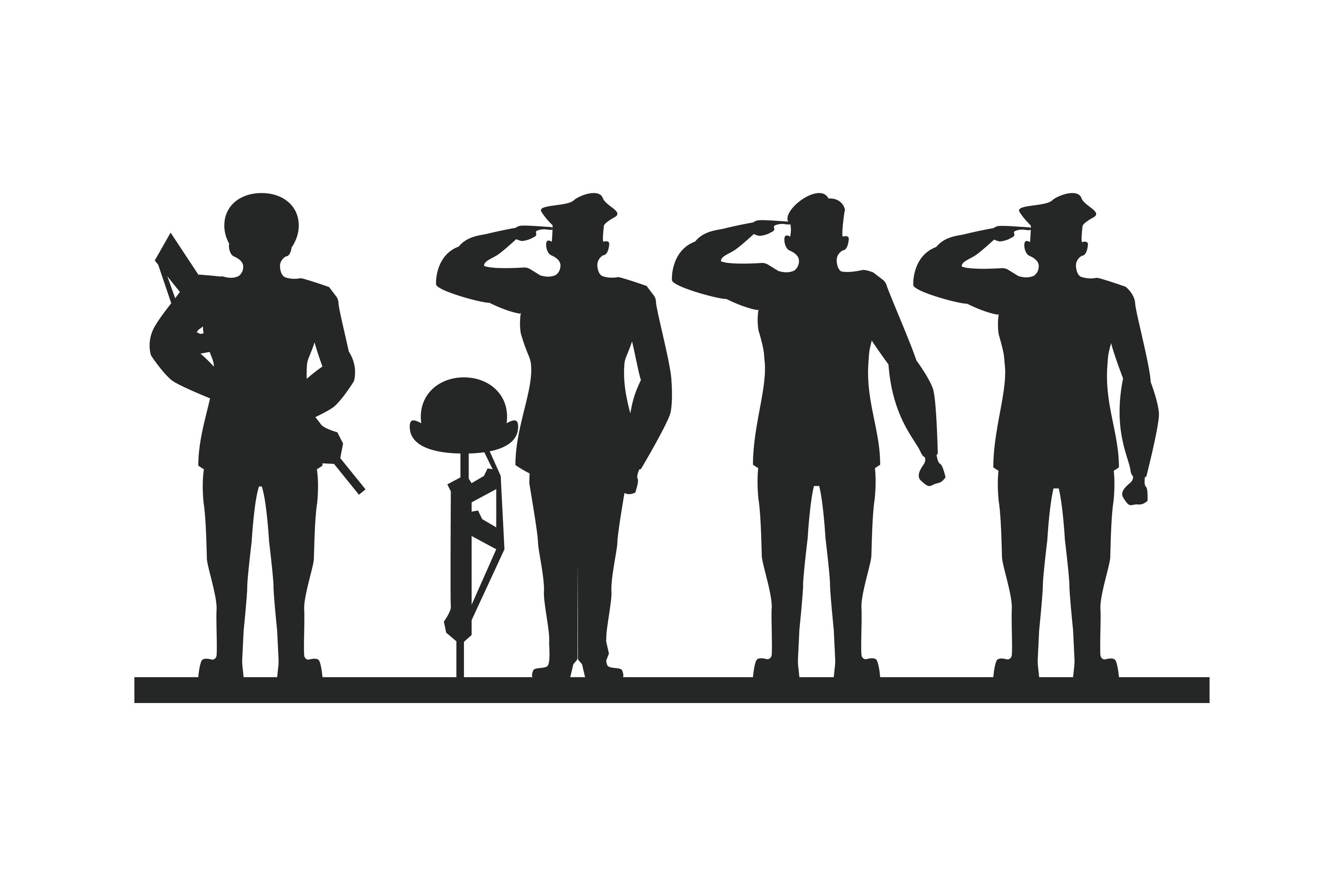Group Of Soldiers Saluting Silhouette 2002467 Vector Art At Vecteezy