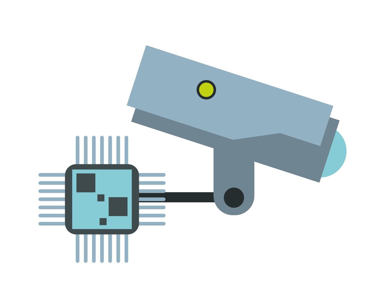 processor chip with cctv camera devices technology vector