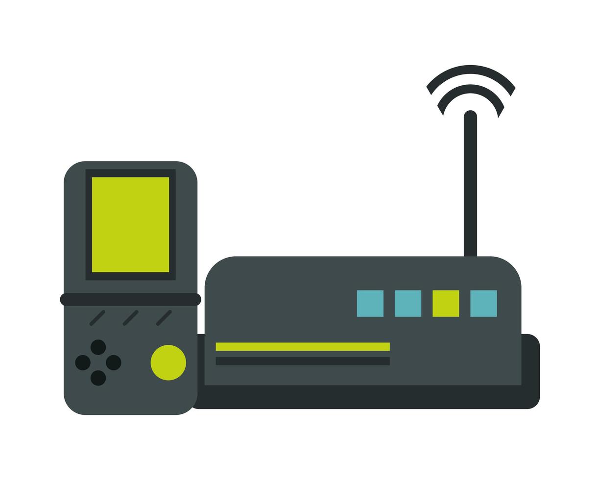 wifi router with video game technology vector