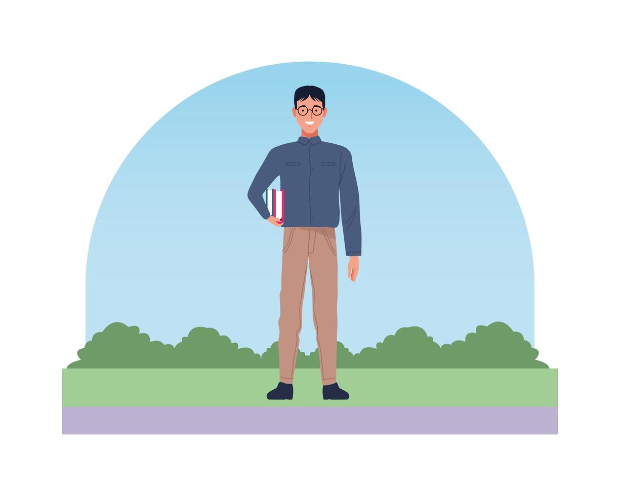 nerd man with glasses character vector