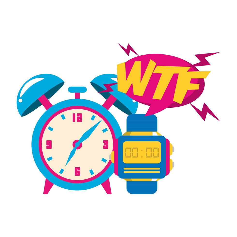 pop art design of retro clock and watch icon vector