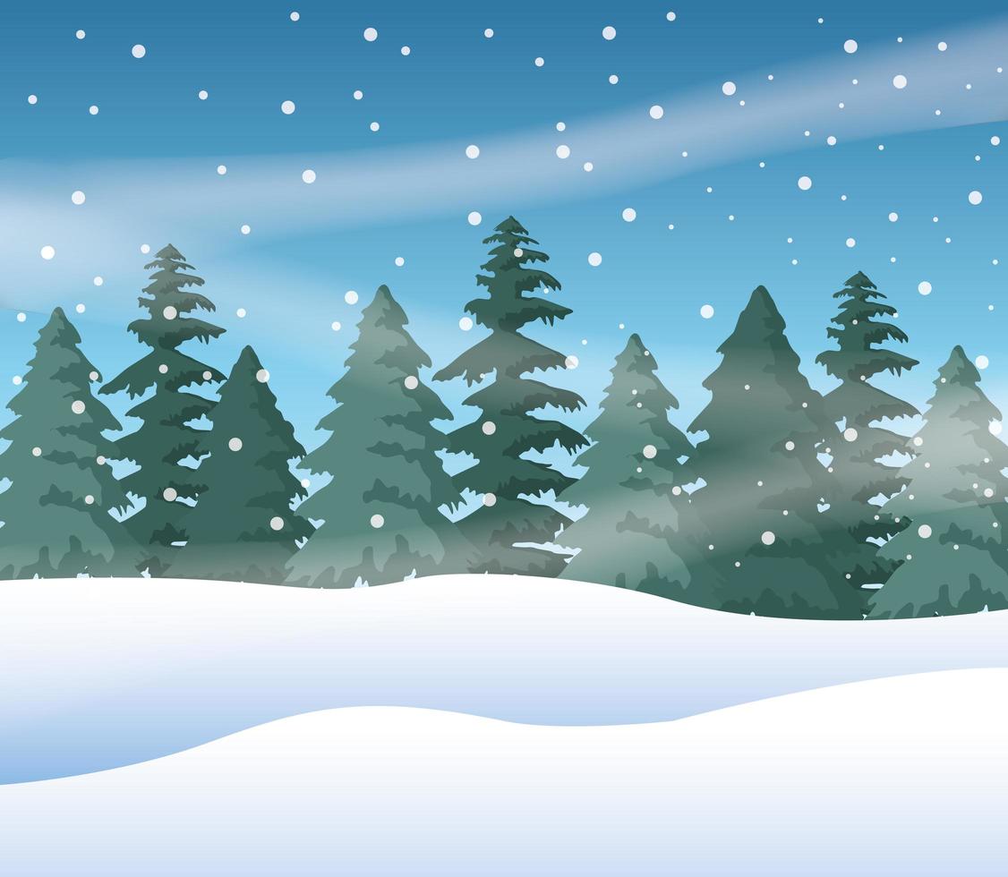 forest snowscape scene nature icon vector