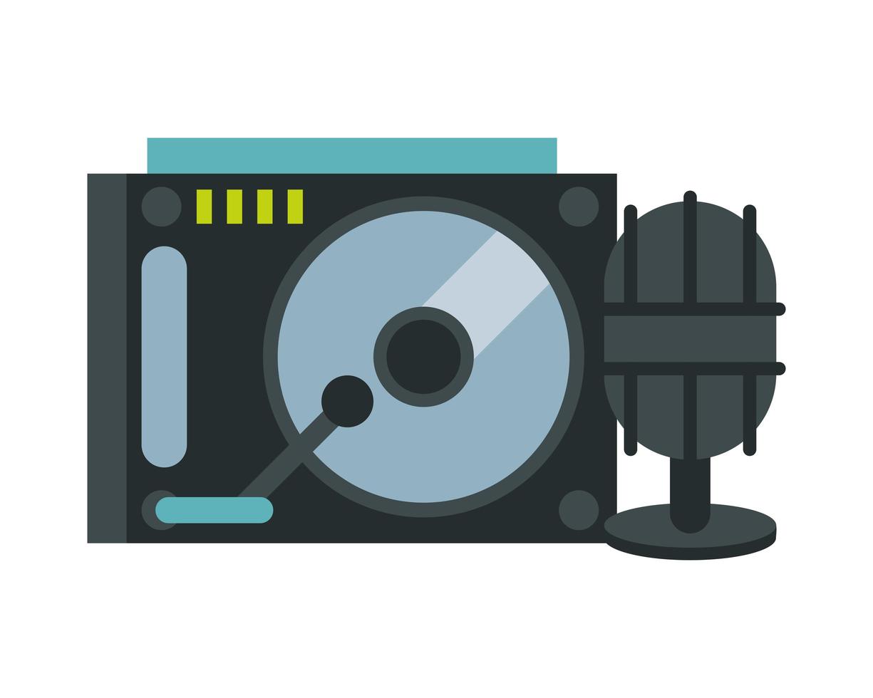 microphone with record player vector