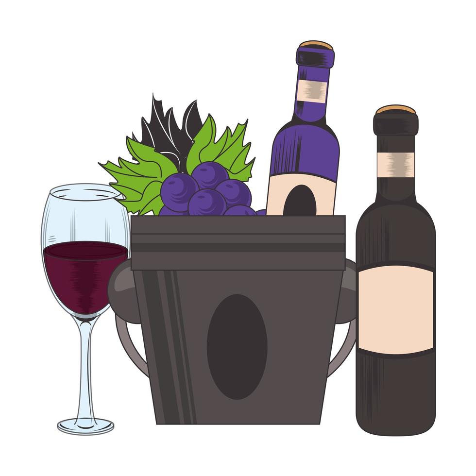 ice bucket with wine bottle and glass design vector