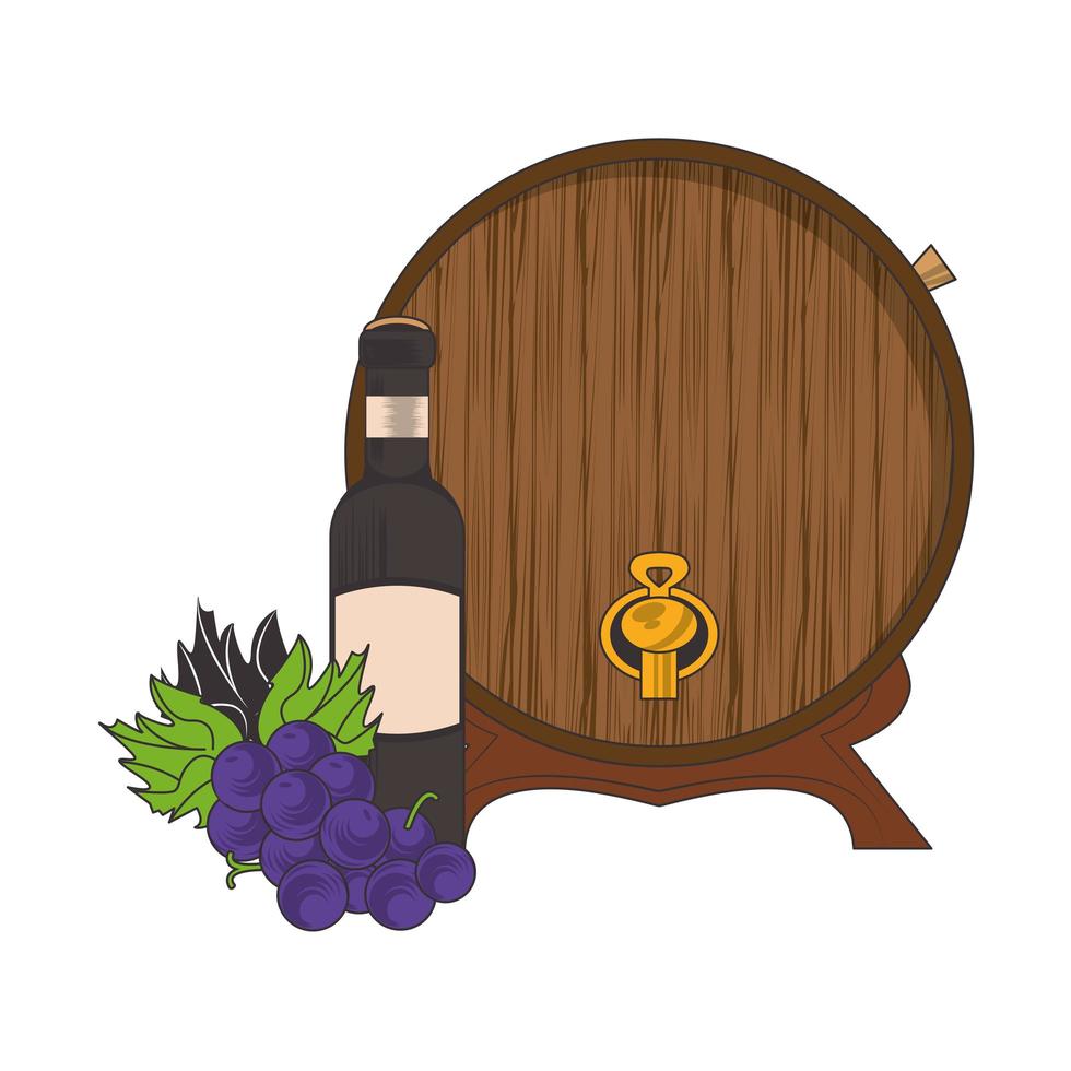 wine and wooden barrel design vector