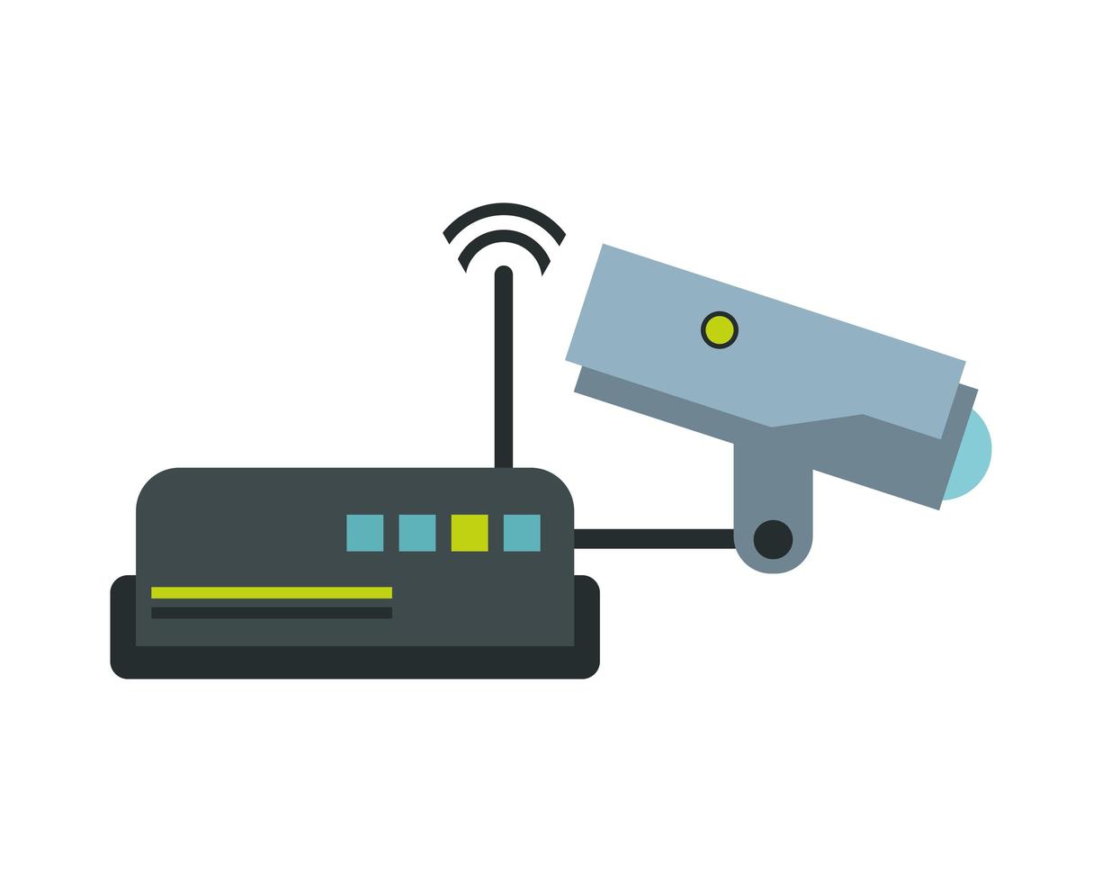 wifi router with cctv camera devices technology vector