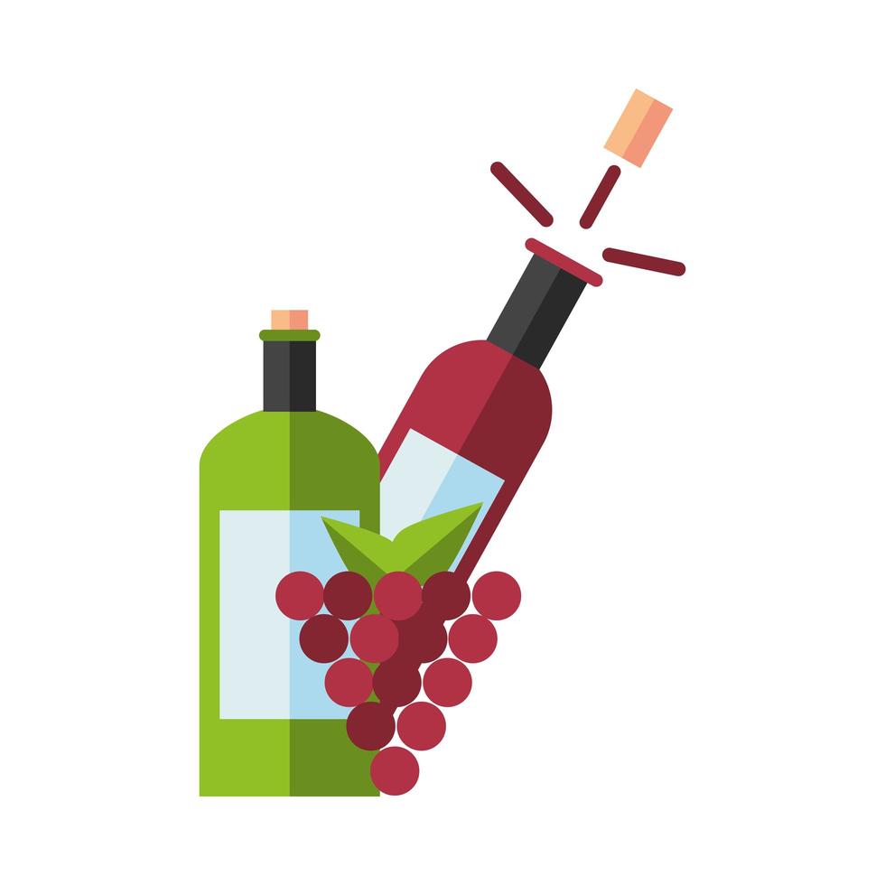 wine cup and bottle with grapes vector