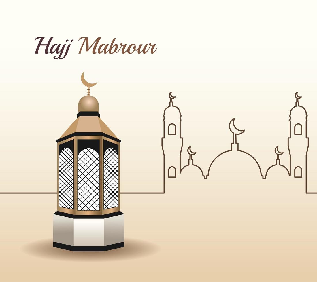 celebración del hajj mabrour con escena de mezquita vector