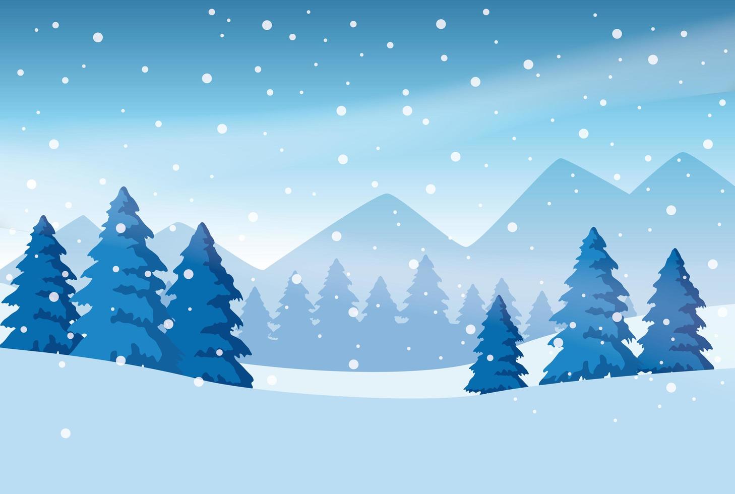 forest snowscape scene nature icon vector