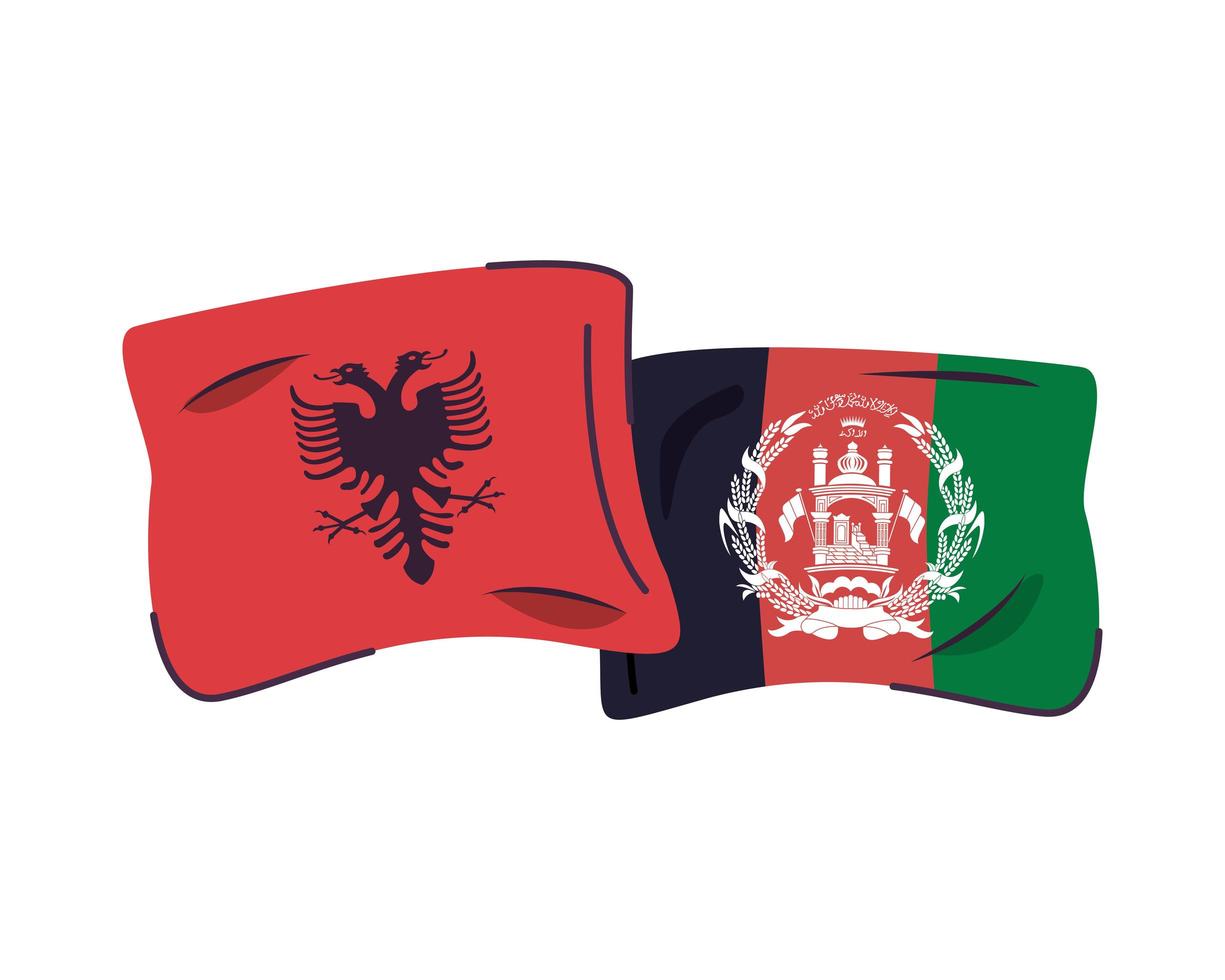 afganistan and albania flags isolated icon vector