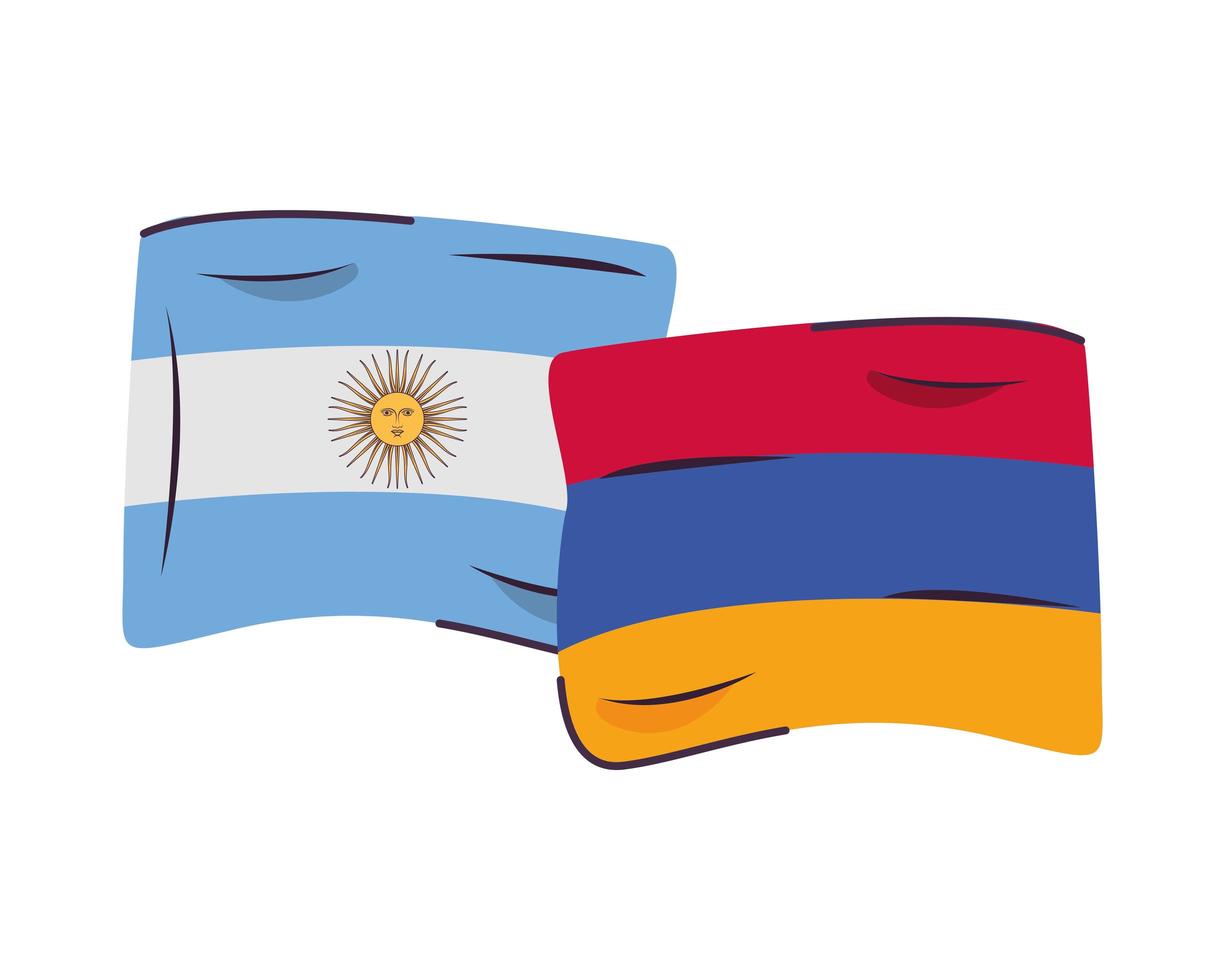 argentina and armenia flags isolated icon vector