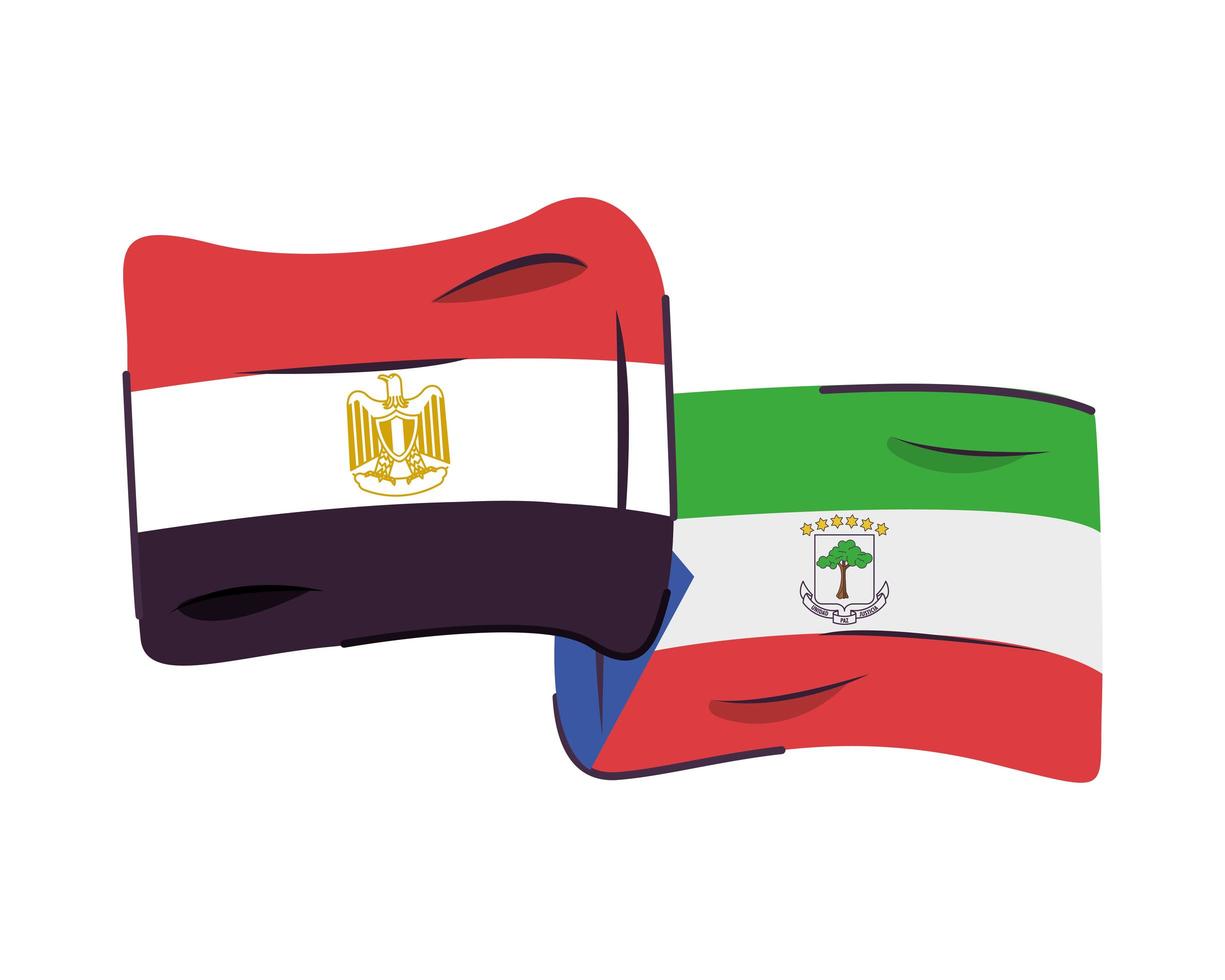 equatorial guinea and egypt flags isolated icon vector