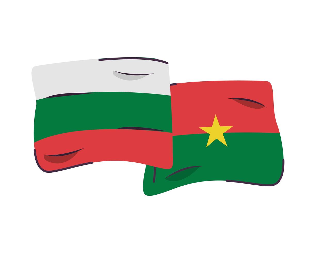 bulgaria y burkina faso, banderas, aislado, icono vector