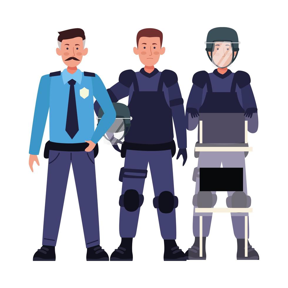 group of riot police in uniform vector