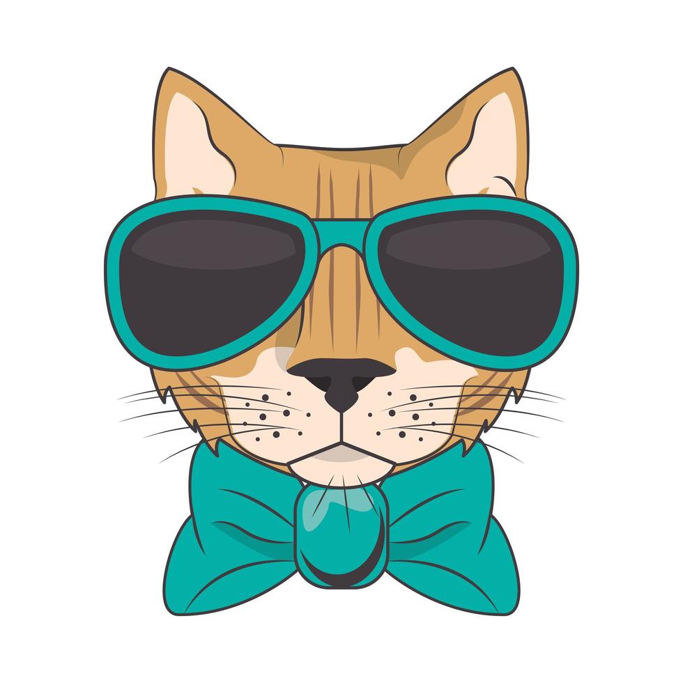 gato gracioso con gafas de sol estilo fresco vector