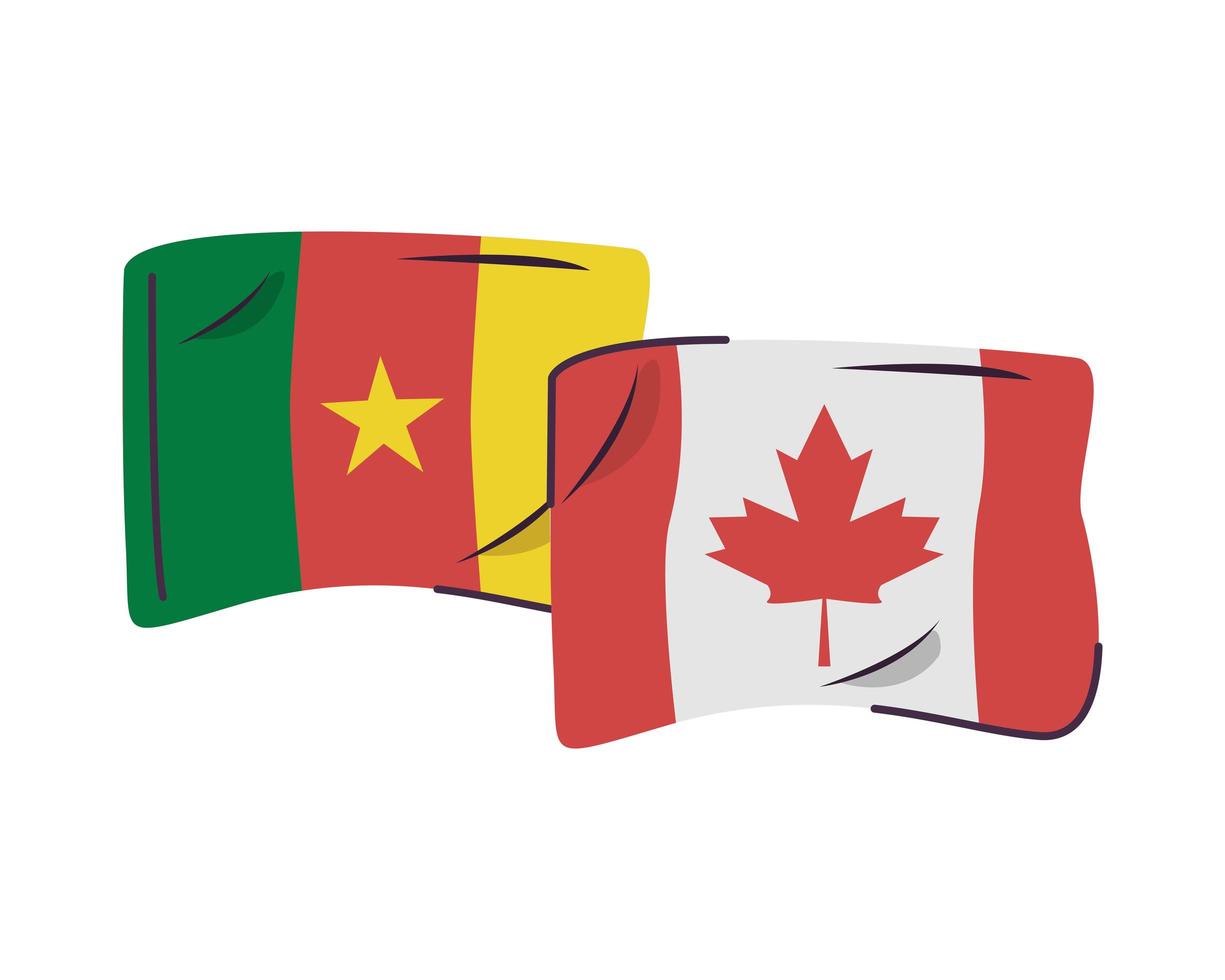 Camerún y Canadá banderas icono aislado vector