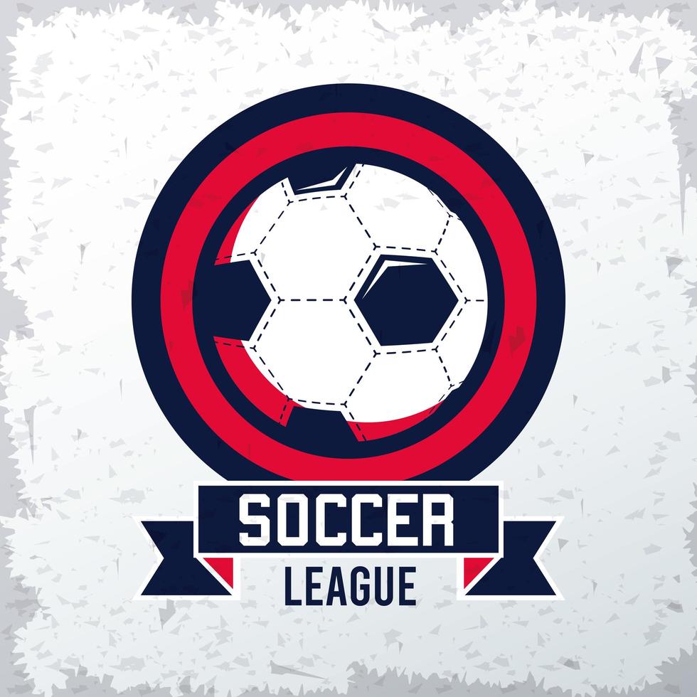 soccer league sport poster with ball and ribbon vector