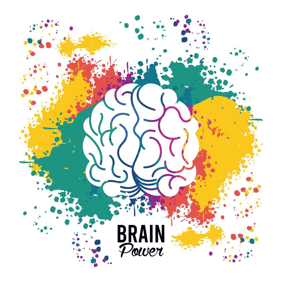 brain power template with set colors splash vector