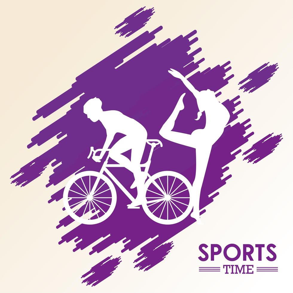 athletic man bike ride sport silhouette vector