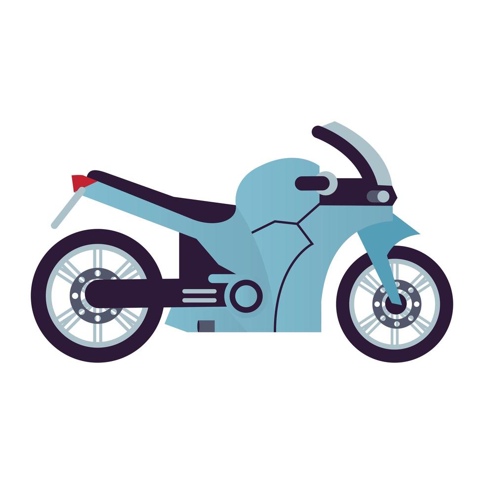 icono de vehículo de estilo de motocicleta de carrera azul vector