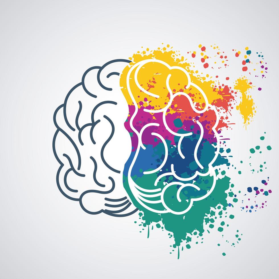 brain power template with colors splashing vector