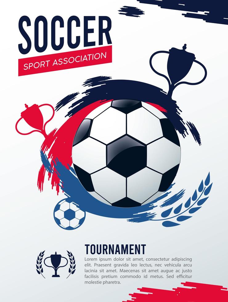 soccer league sport poster with ball vector