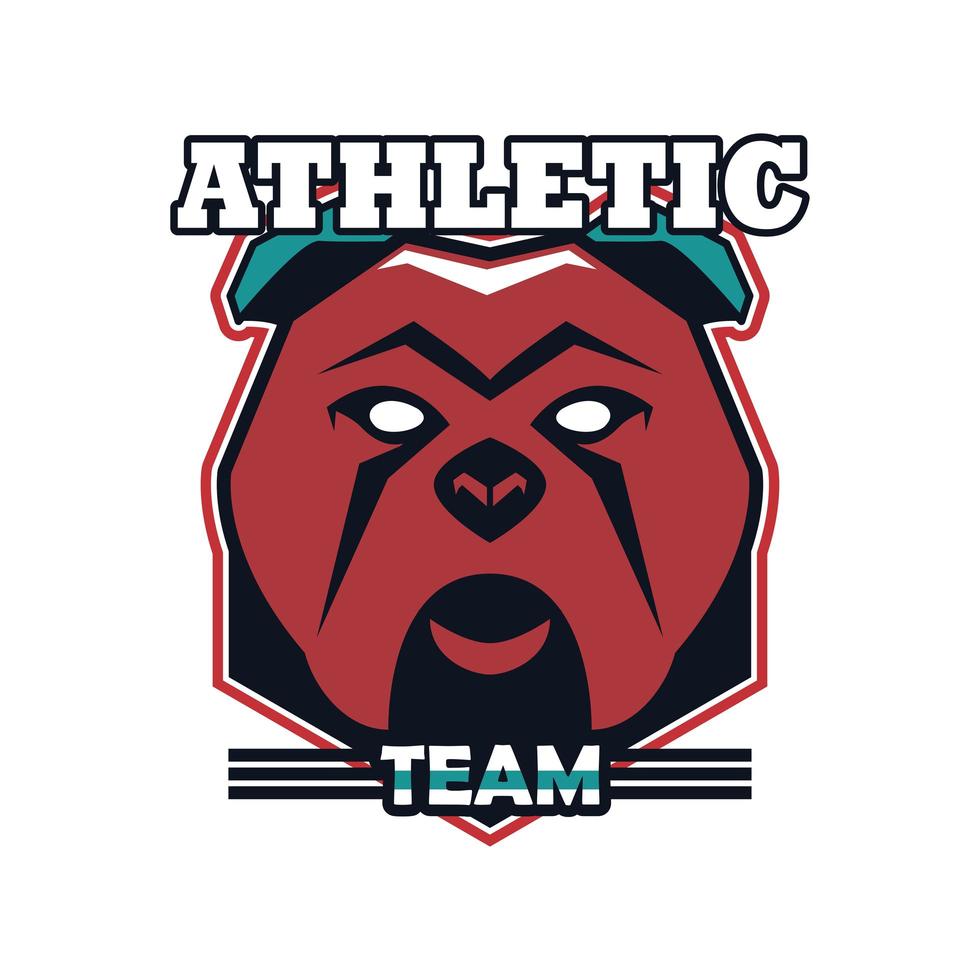Icono de emblema animal cabeza de bulldog con letras del equipo atlético vector