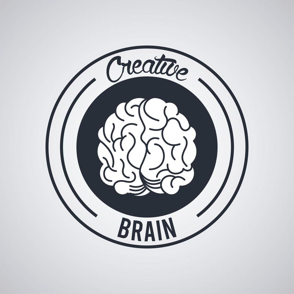 creative brain circle seal stamp vector