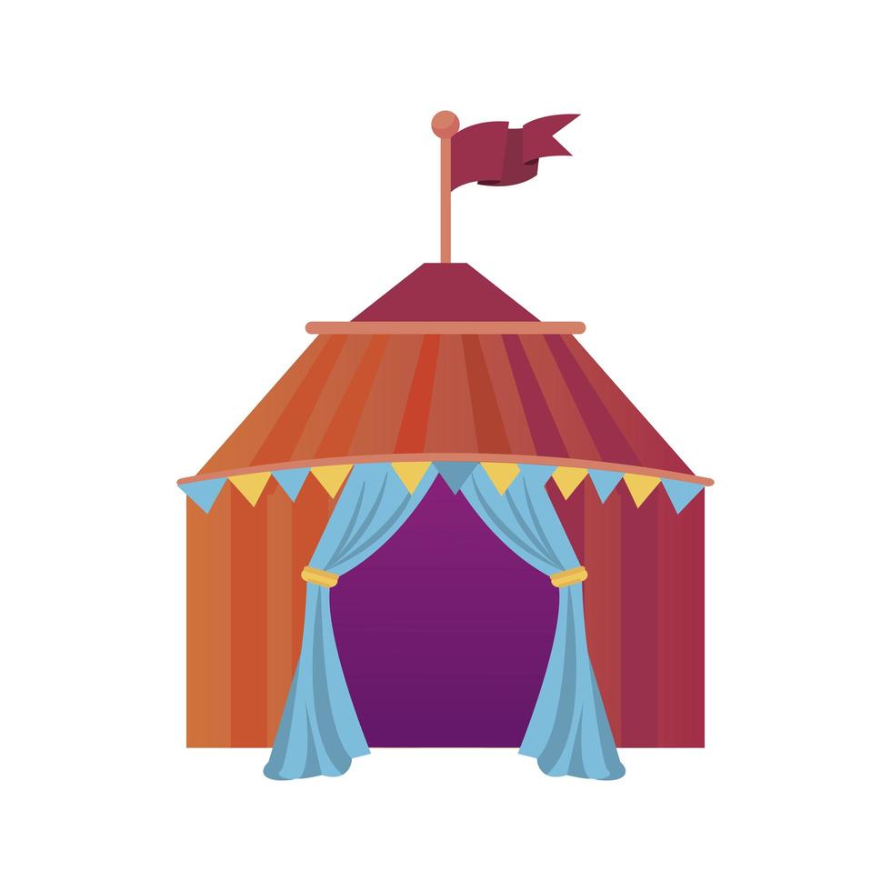 circus tent with flag entertainment icon vector