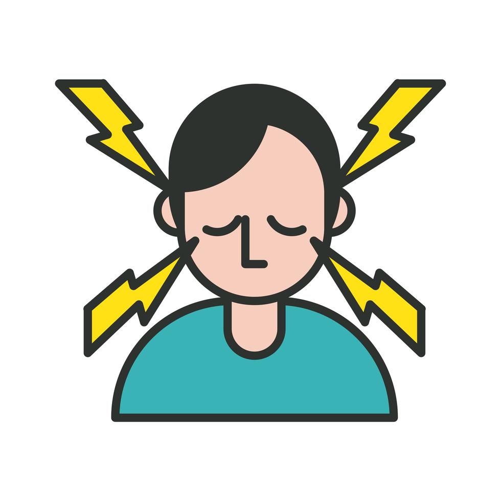 person with headache covid19 symptom line and fill style icon vector